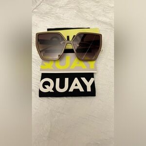Quay Australia Hotel Lobby Sunglasses Oversized Cat Eye Doe Frame Brown Lens